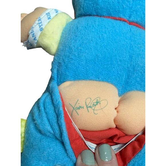 Cabbage Patch Kids Baby Land Boy Rattle Doll Blonde Blue Eyes 1988 Lovey Plush - Picture 8 of 10